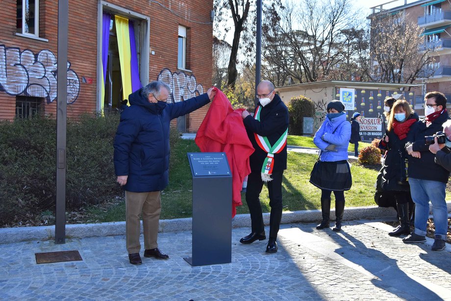 Bartoli e Landi alla inaugurazione di 'Largo Kobe e Gianna Bryant' a Reggio Emilia