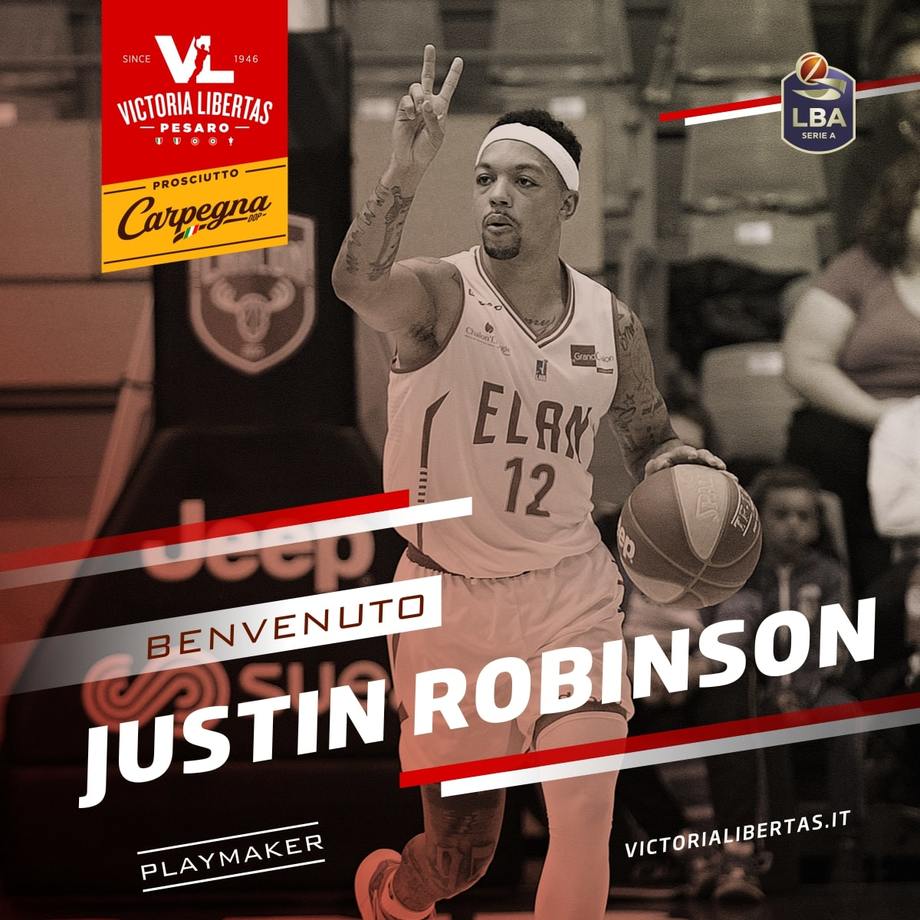 Carpegna Prosciutto Basket Pesaro, il nuovo play è Justin Robinson